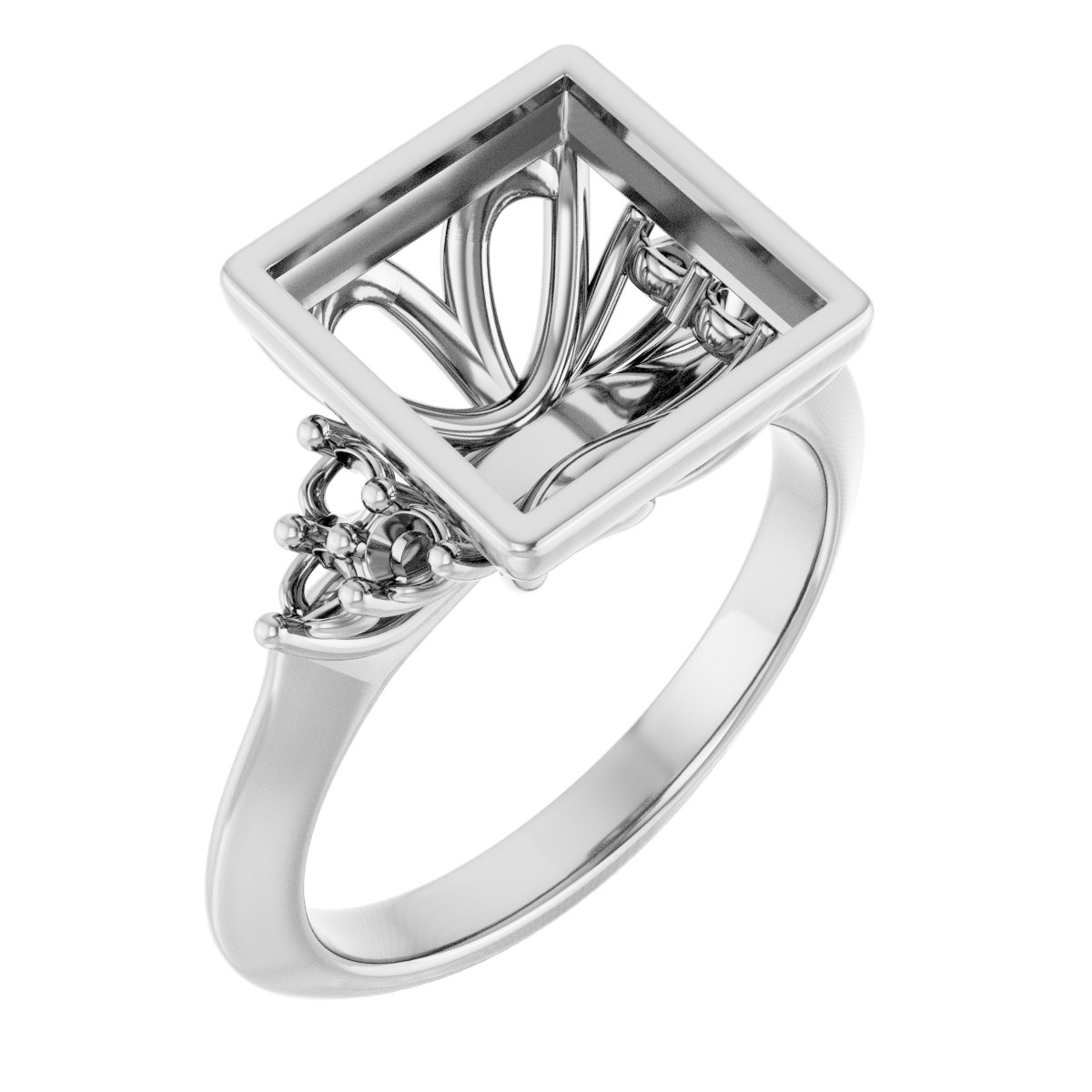 Bezel-Set Accented Engagement Ring