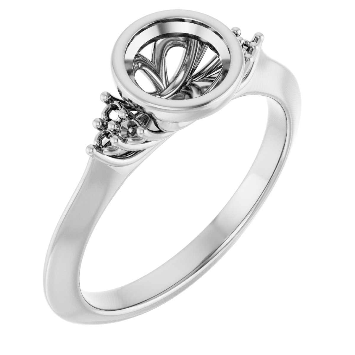 Bezel-Set Accented Engagement Ring