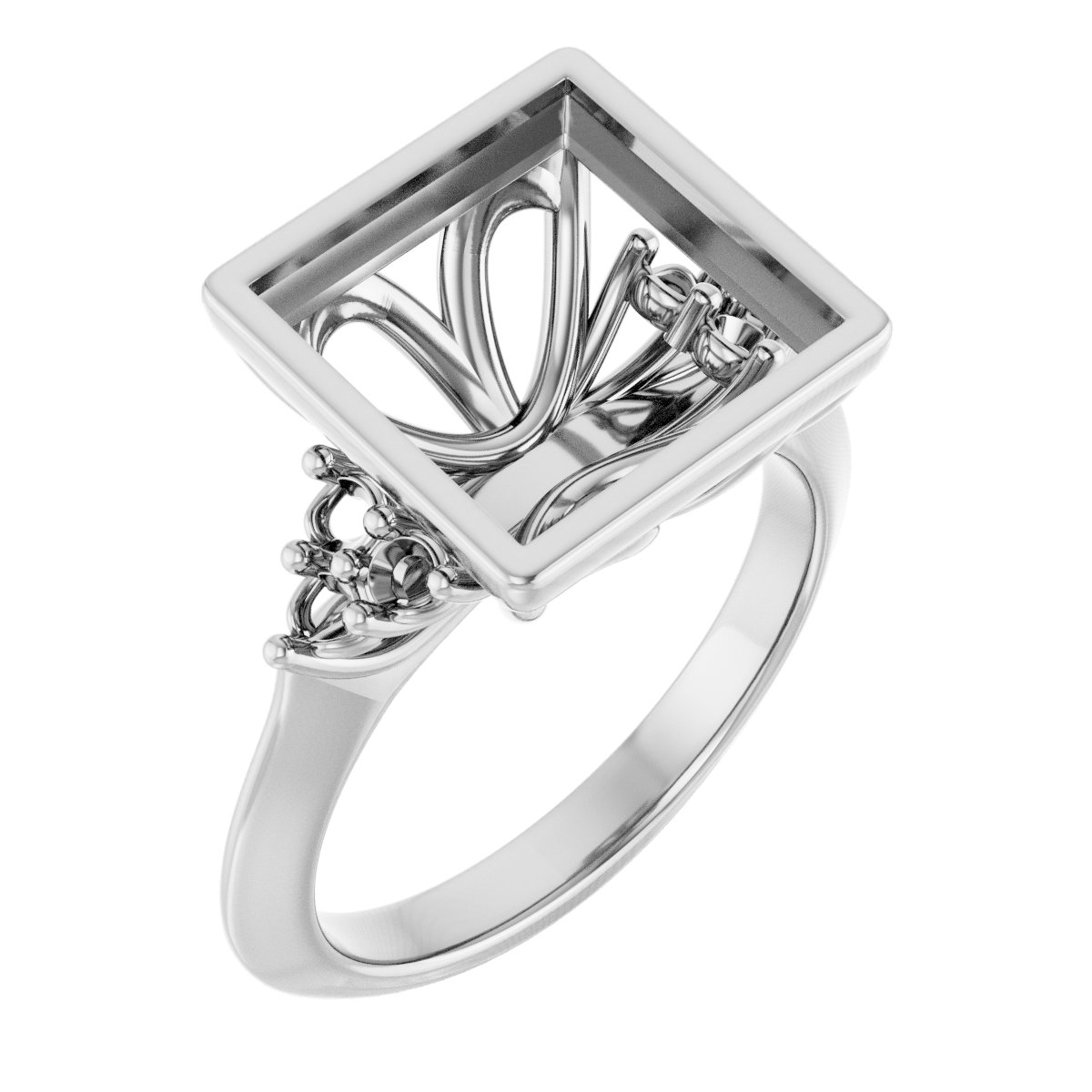 Bezel-Set Accented Engagement Ring