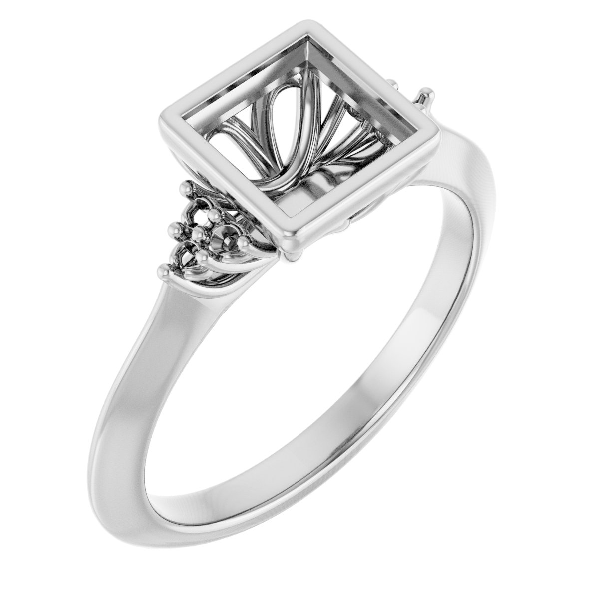 Bezel-Set Accented Engagement Ring