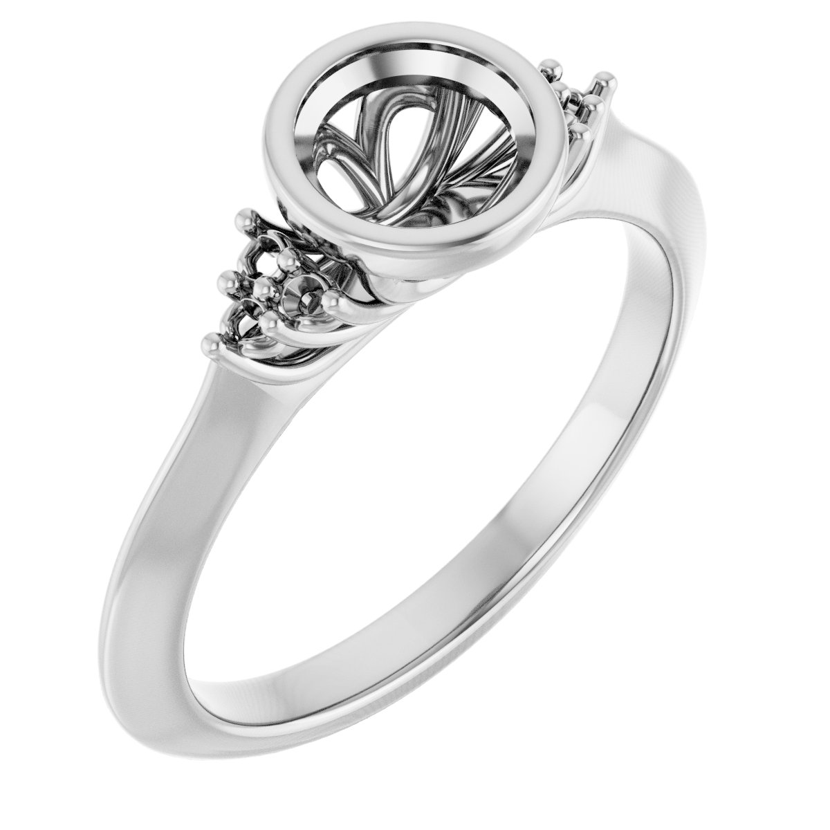 Bezel-Set Accented Engagement Ring