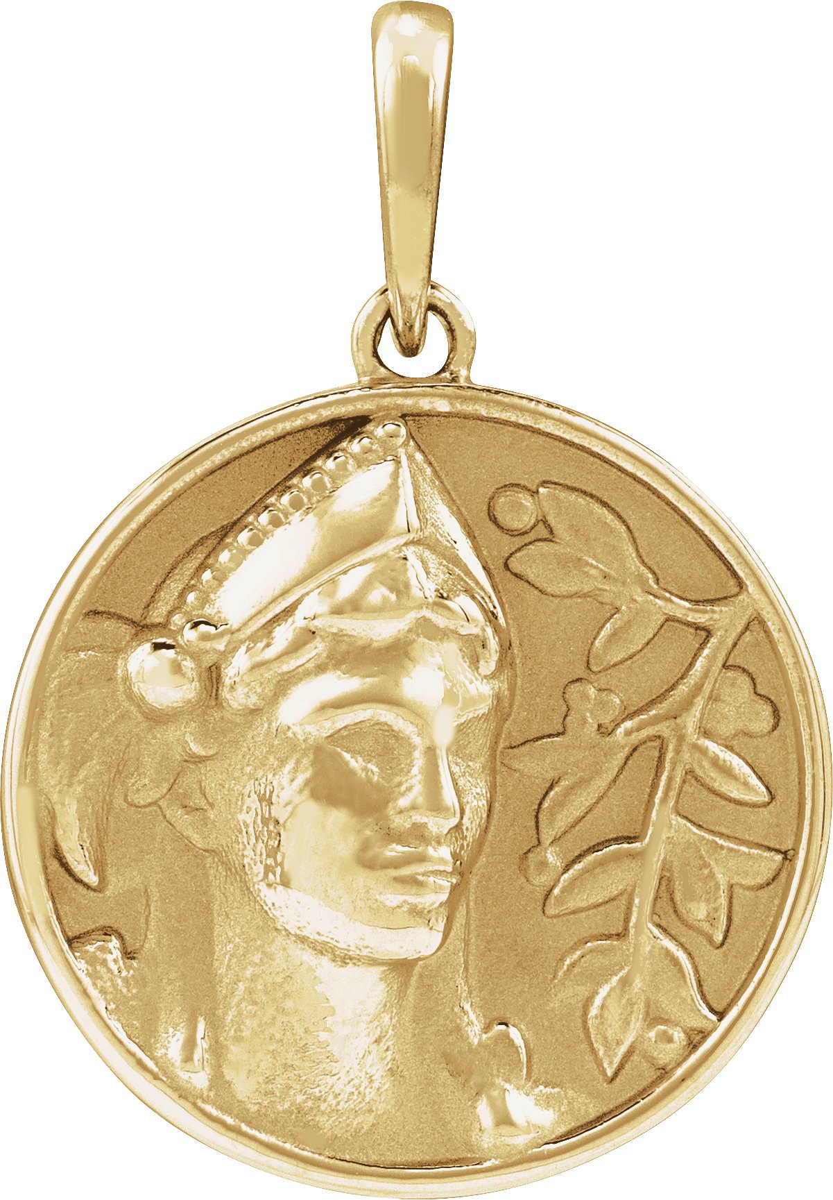 Solid 14K Gold Athena Coin Pendant