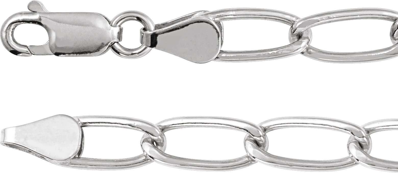 Sterling Silver 5.7 mm Elongated Curb 7 Chain