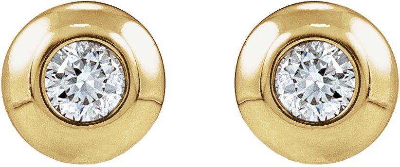 Round Bezel-Set Stud Earrings