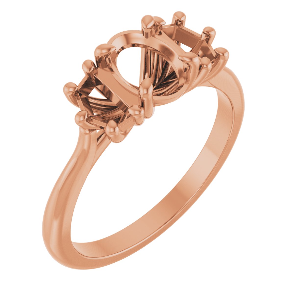 Claw-Prong Three-Stone Engagement Ring or Band