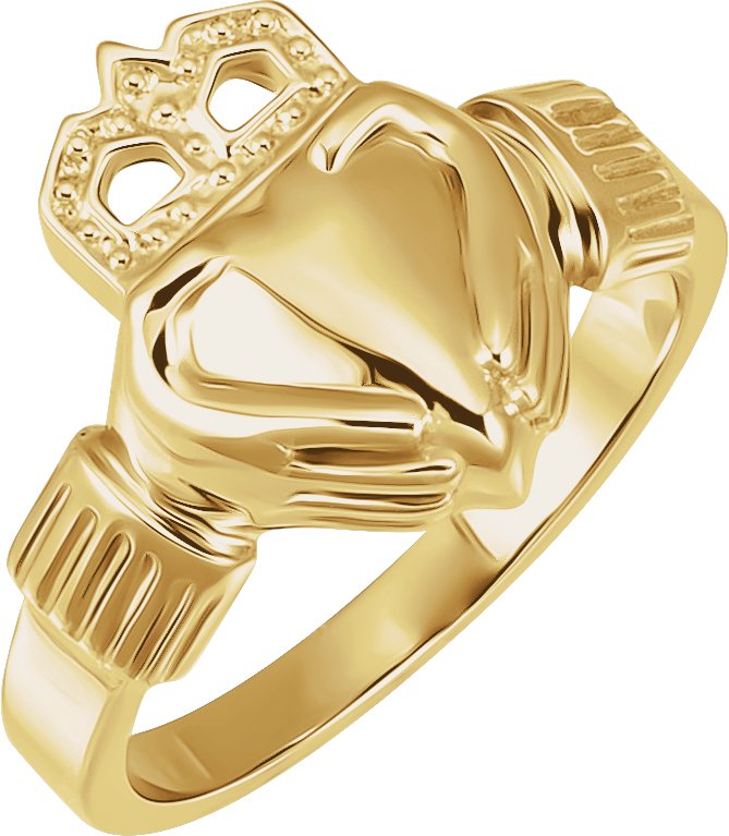 18K Yellow 14.5x10.5 mm Ladies Claddagh Band