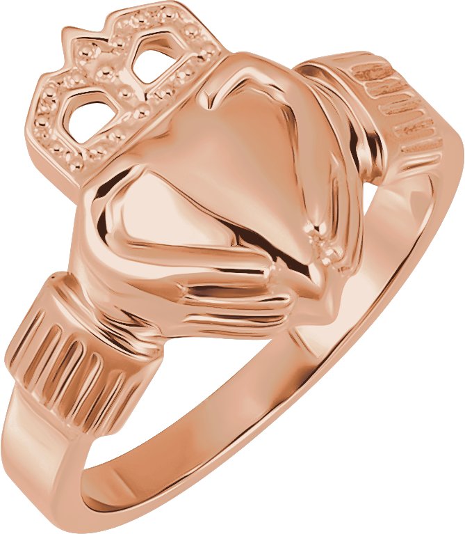 14K Rose 14.5x10.5 mm Ladies Claddagh Band