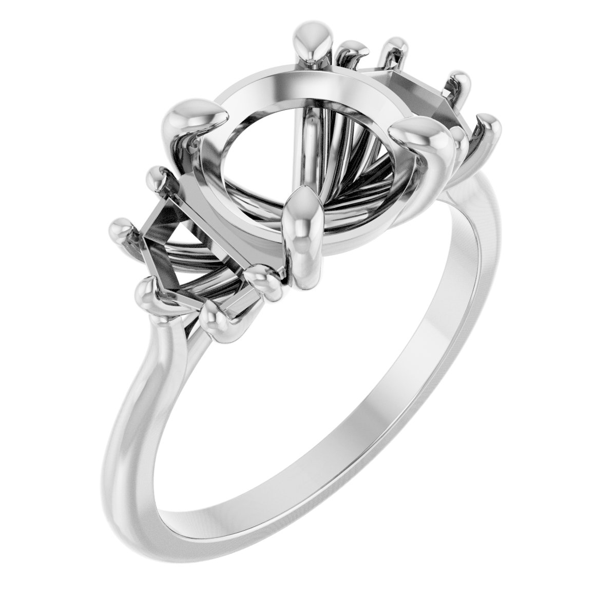 Claw-Prong Three-Stone Engagement Ring or Band