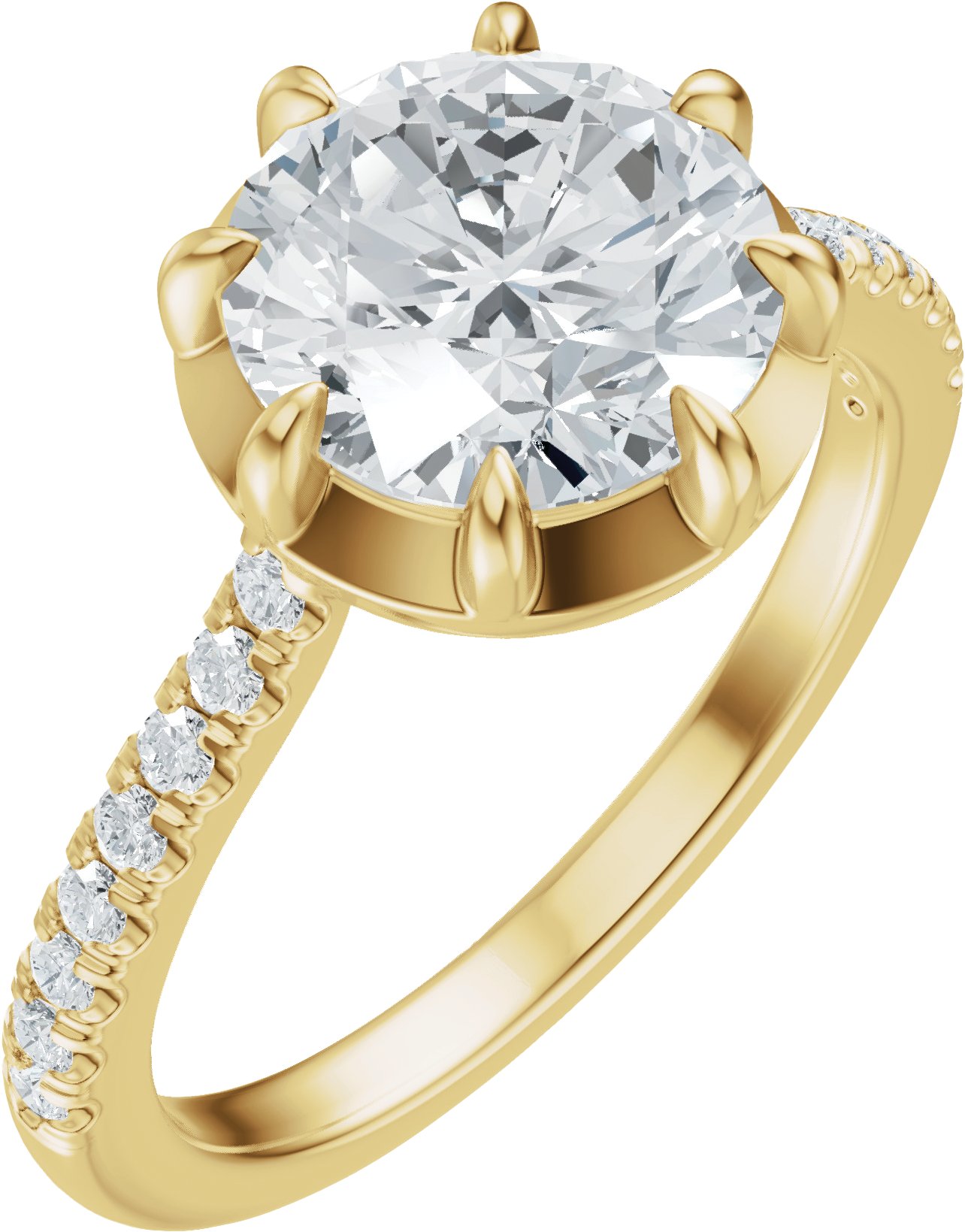 Claw-Prong Accented Bezel-Style Engagement Ring or Band