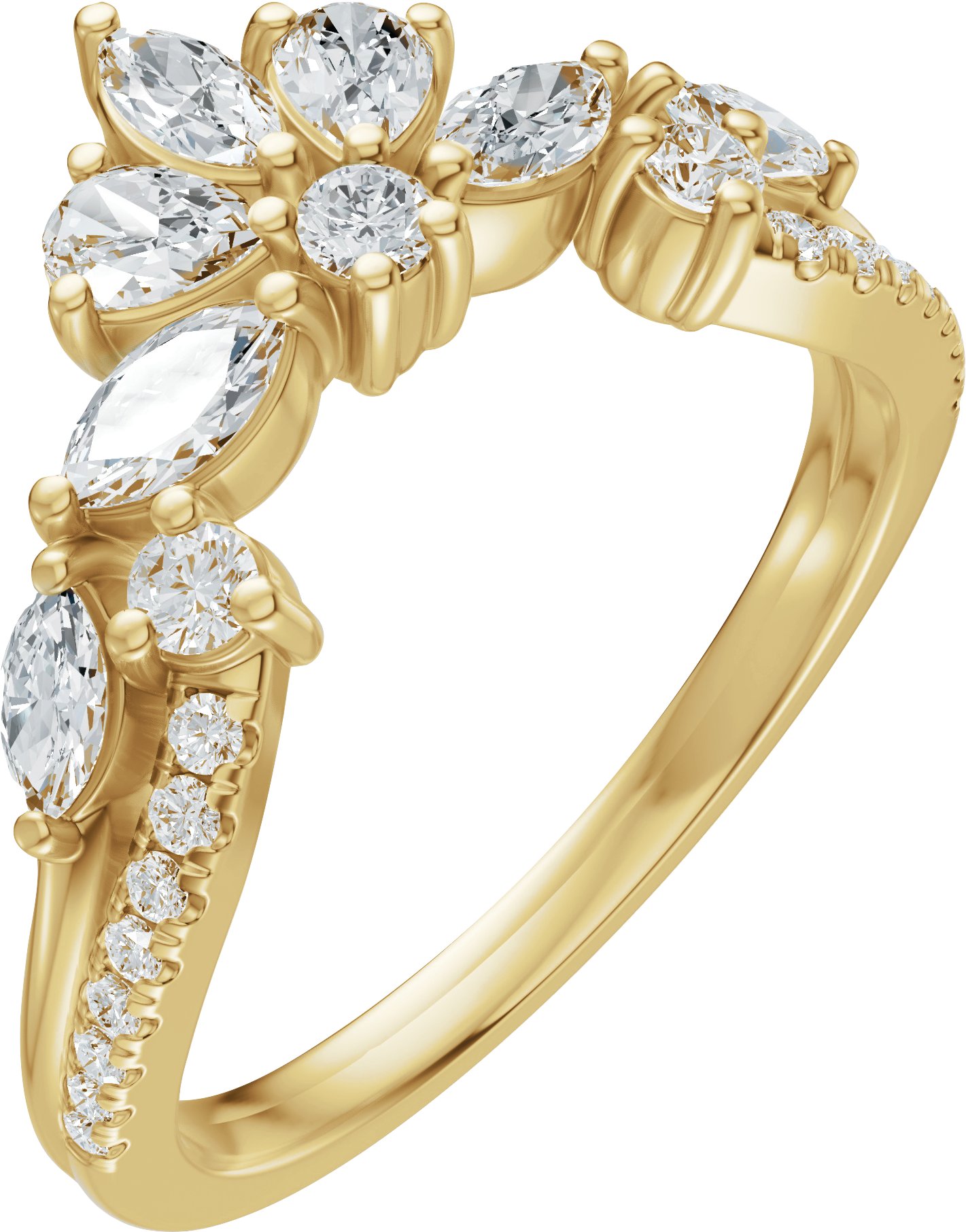 3/4 CTW Natural Diamond Contour Band – 14K Yellow Gold