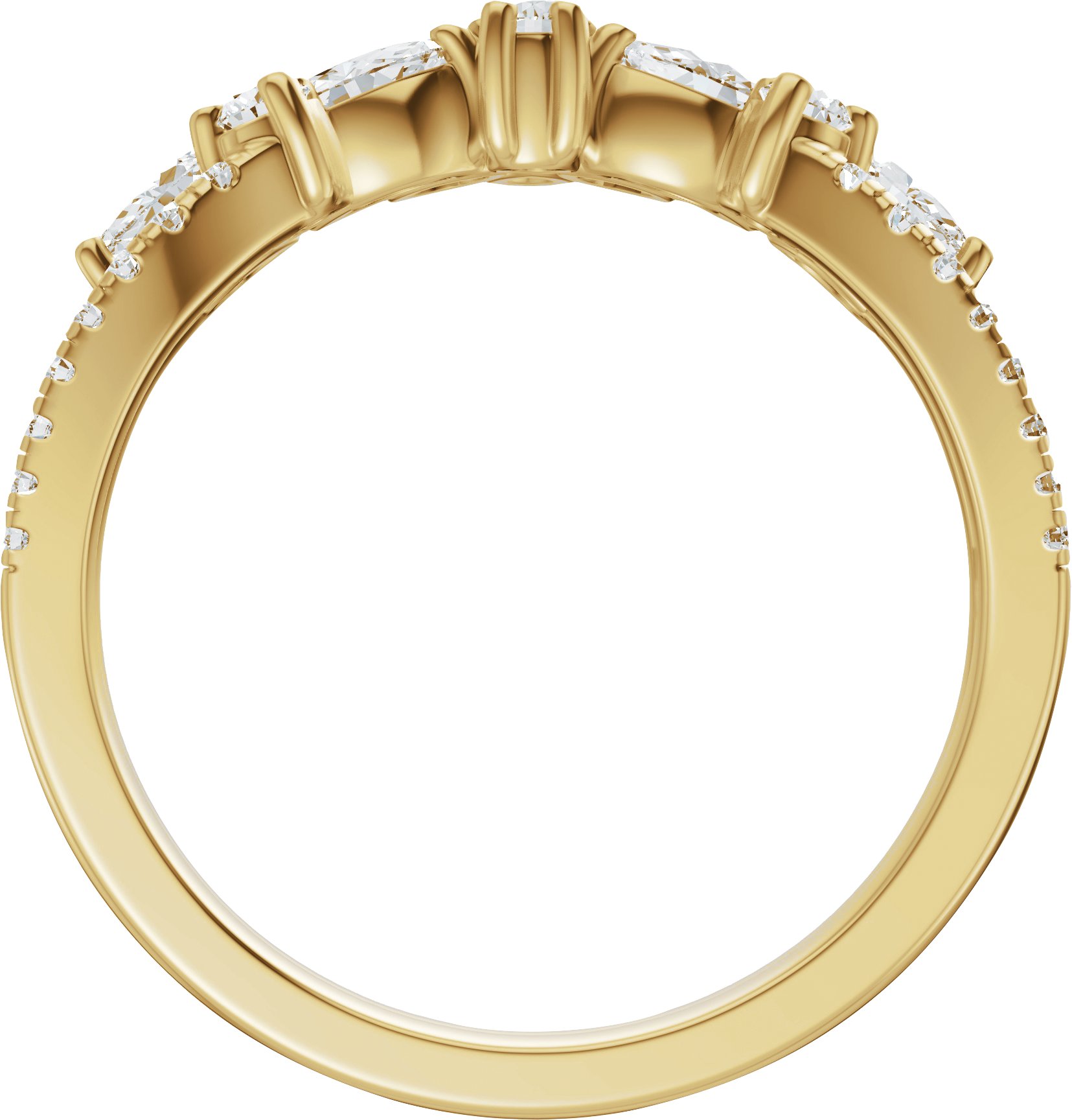 Alternative view of 3/4 CTW Natural Diamond Contour Band – 14K Yellow Gold