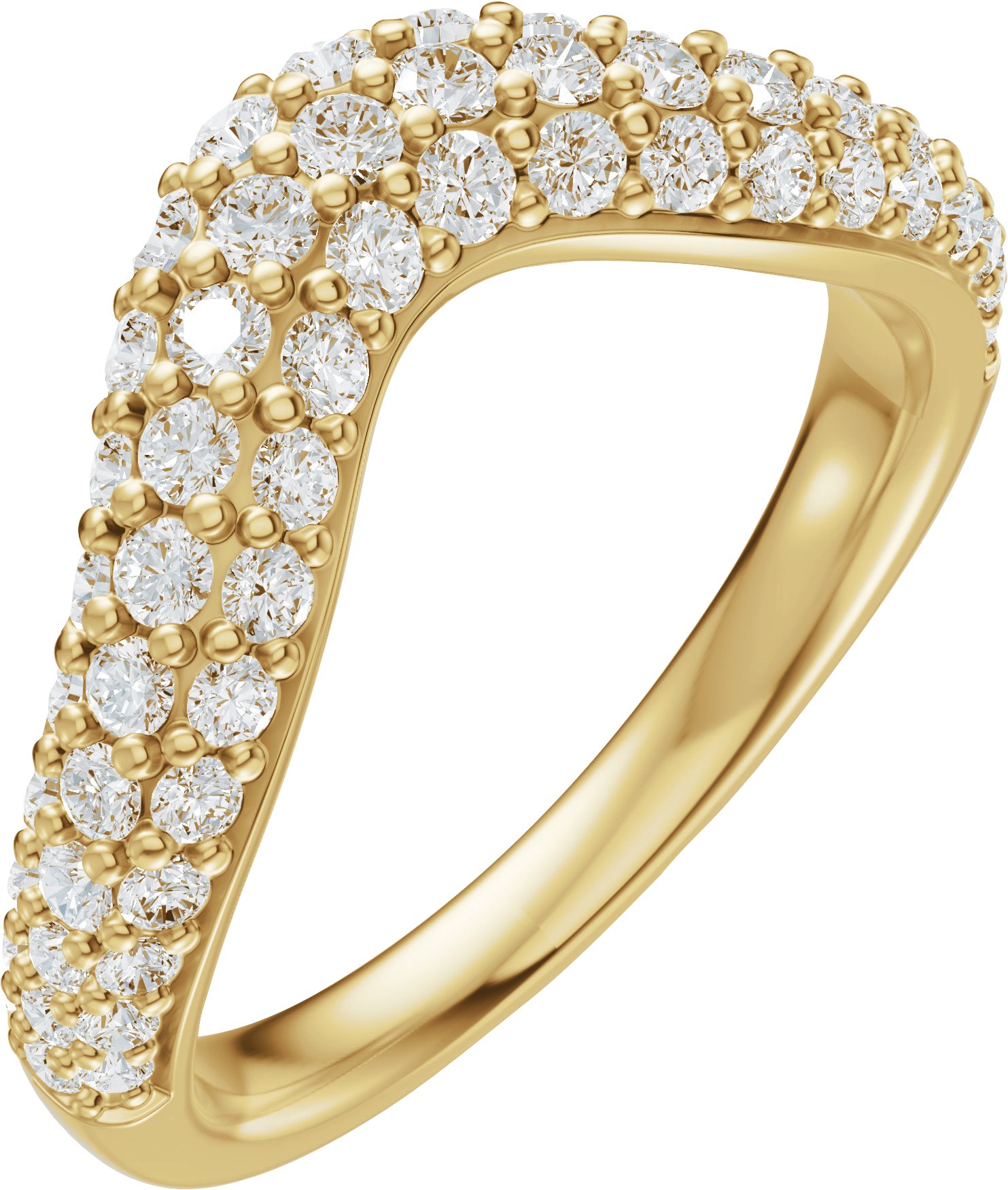 7/8 CTW Natural Diamond Contour Band – 14K Yellow Gold
