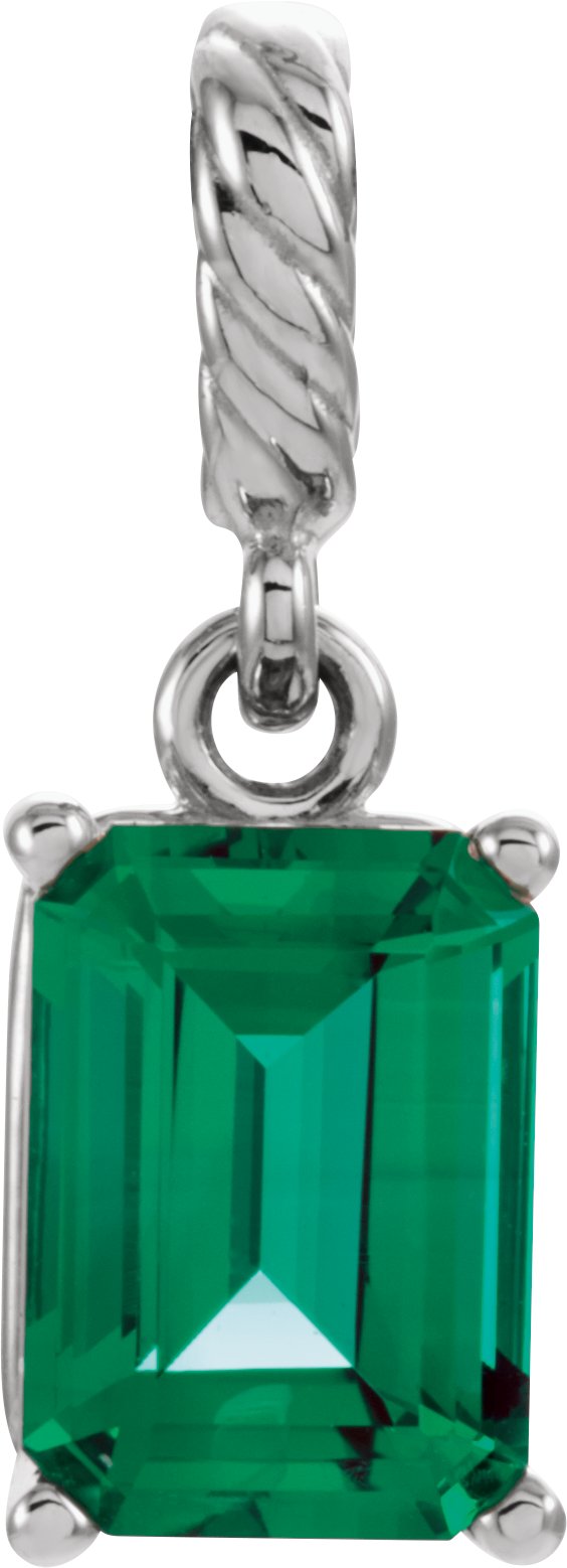 14K Yellow Chatham Created Emerald Pendant Ref 9764127