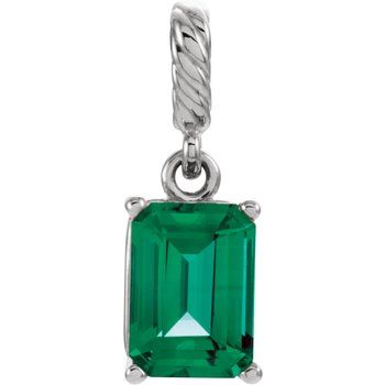 14K White Chatham Created Emerald Pendant Ref 9764125