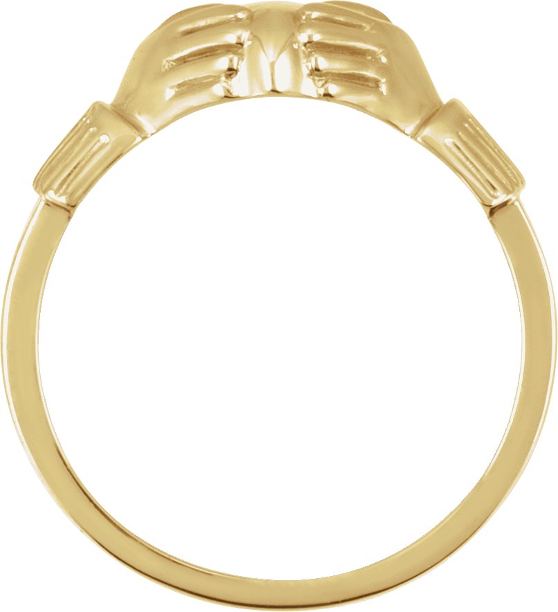 Alternative view of Claddagh Standard-Fit Flat Band – 18K Yellow Gold