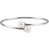 Sterling Silver 9.5 mm White Pearl Flexible Bangle Bracelet Ref. 9893964
