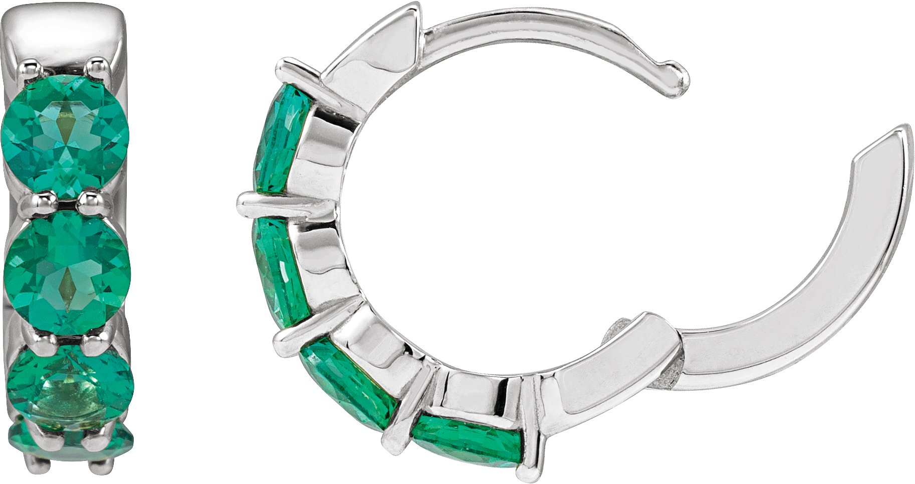 Lab-Grown Emerald 14.3 mm Hoop Earrings view 3