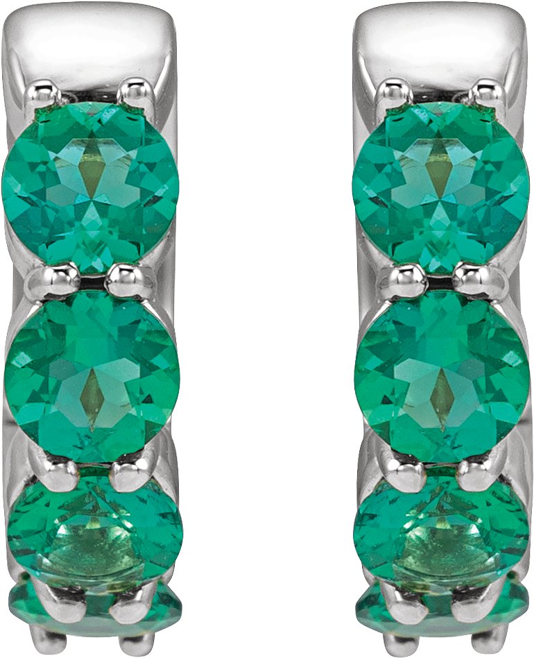 Lab-Grown Emerald 14.3 mm Hoop Earrings view 2
