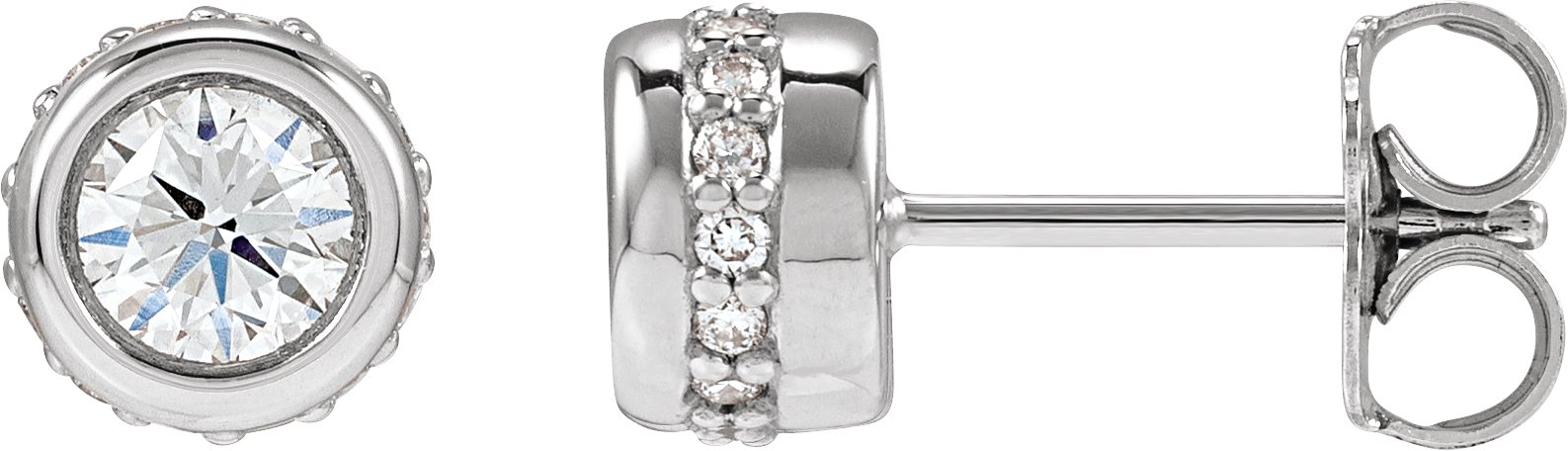 Hidden Halo-Style Bezel-Set Stud Earrings