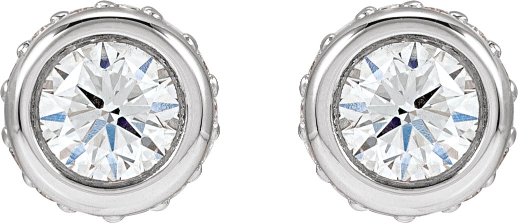 Alternative view of Hidden Halo-Style Bezel-Set Stud Earrings