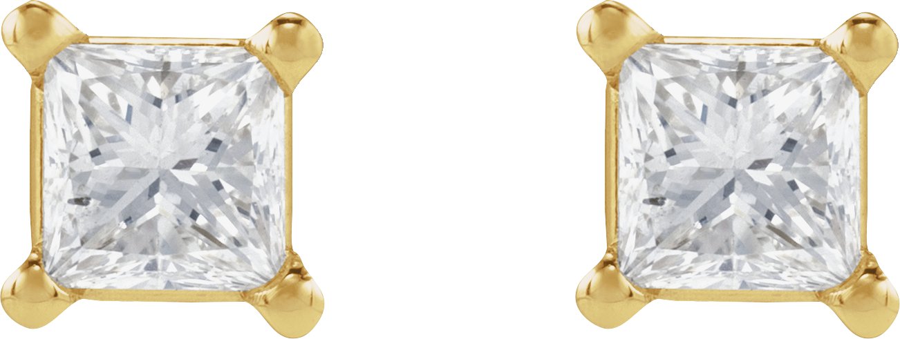 Square 4-Prong Lightweight Stud Earrings