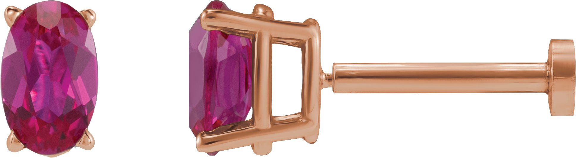 Oval 4-Prong Lightweight Stud Earrings