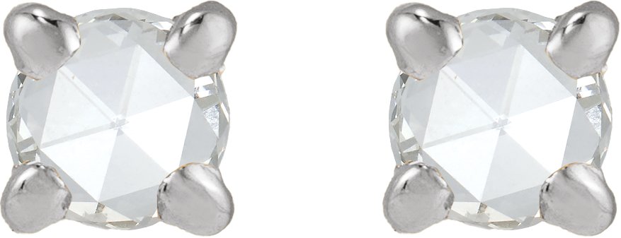 Alternative view of Round Rose-Cut 4-Prong Claw Stud Earrings