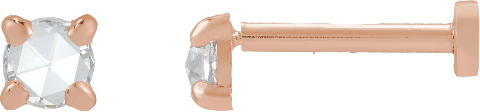 Round Rose-Cut 4-Prong Claw Stud Earrings