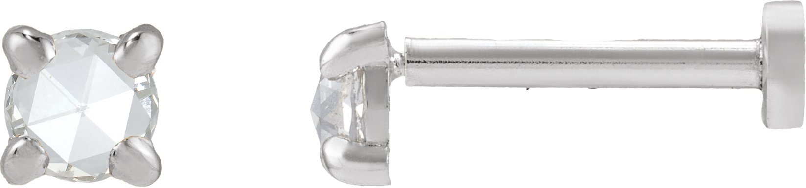 Round Rose-Cut 4-Prong Claw Stud Earrings