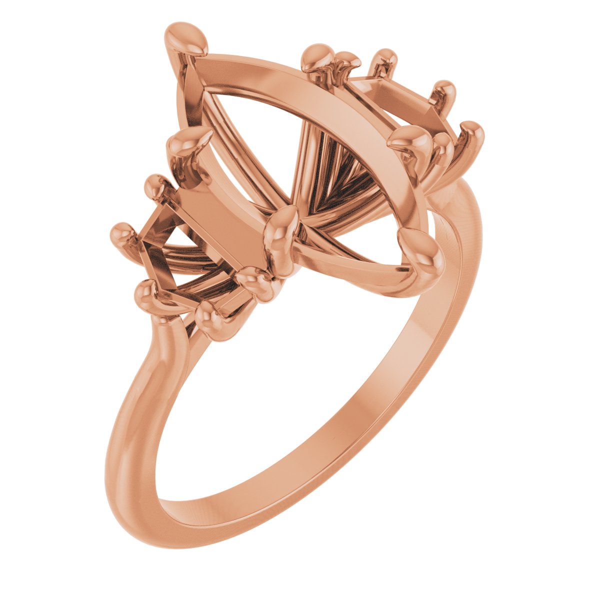 Claw-Prong Three-Stone Engagement Ring or Band