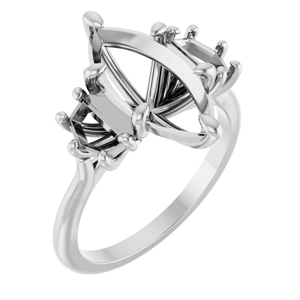 Claw-Prong Three-Stone Engagement Ring or Band