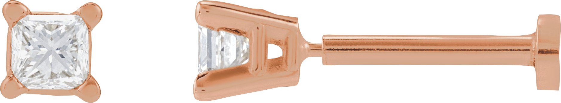 Square 4-Prong Lightweight Stud Earrings
