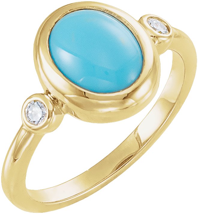 Accented Cabochon Bezel-Set Ring