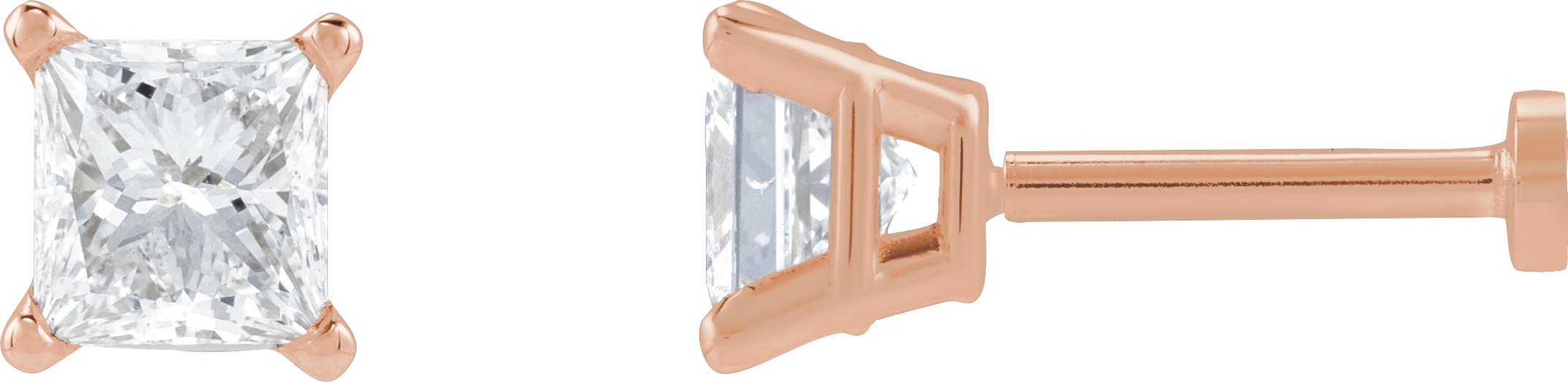 Square 4-Prong Lightweight Stud Earrings