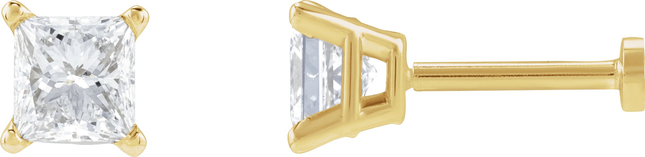 Square 4-Prong Lightweight Stud Earrings