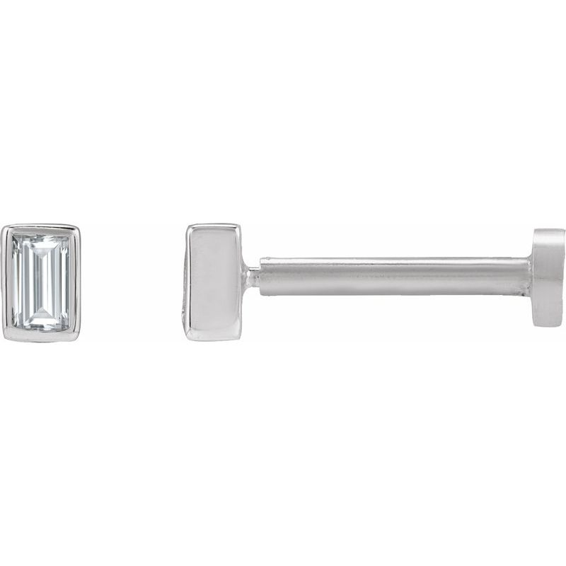 Straight Baguette Bezel-Set Stud Earrings