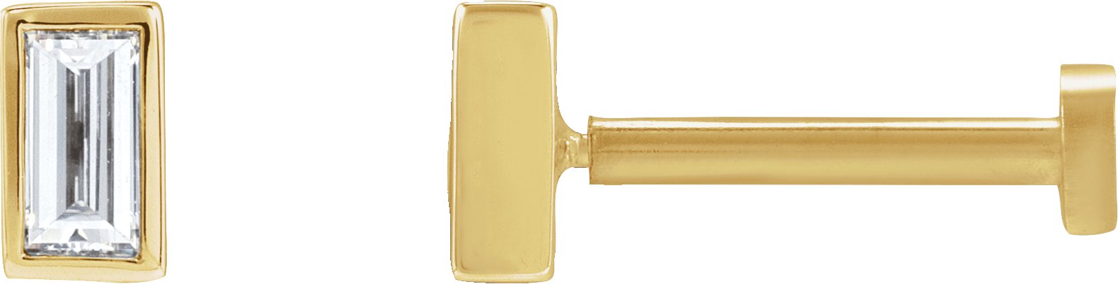 Straight Baguette Bezel-Set Stud Earrings