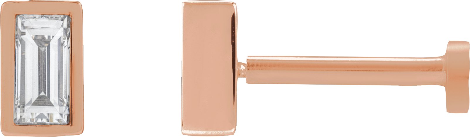 Straight Baguette Bezel-Set Stud Earrings
