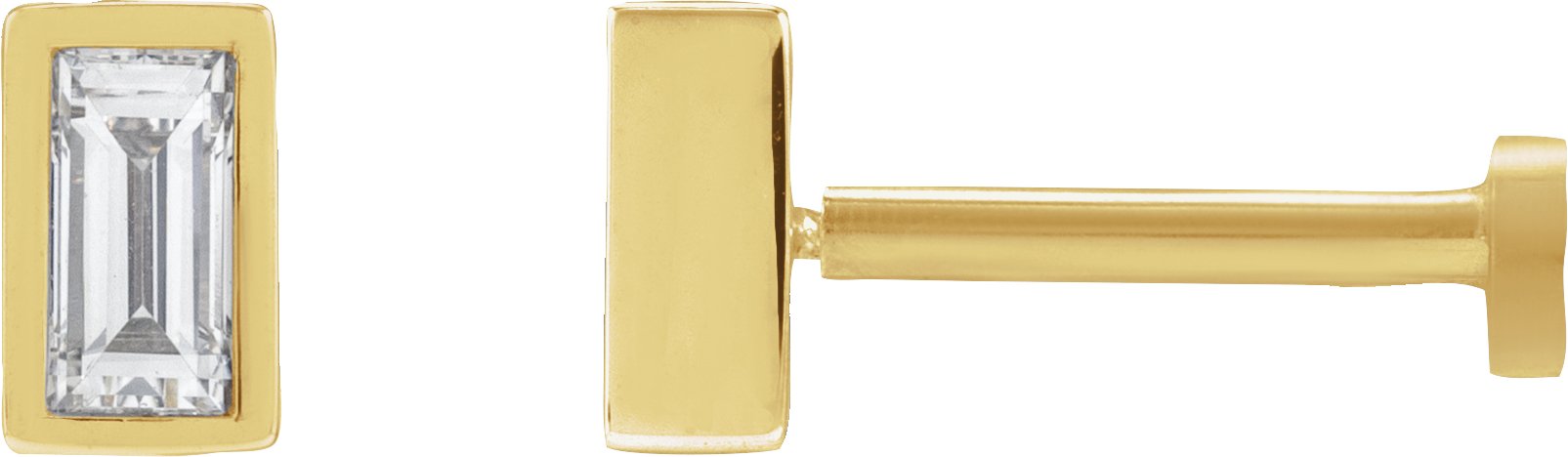 Straight Baguette Bezel-Set Stud Earrings