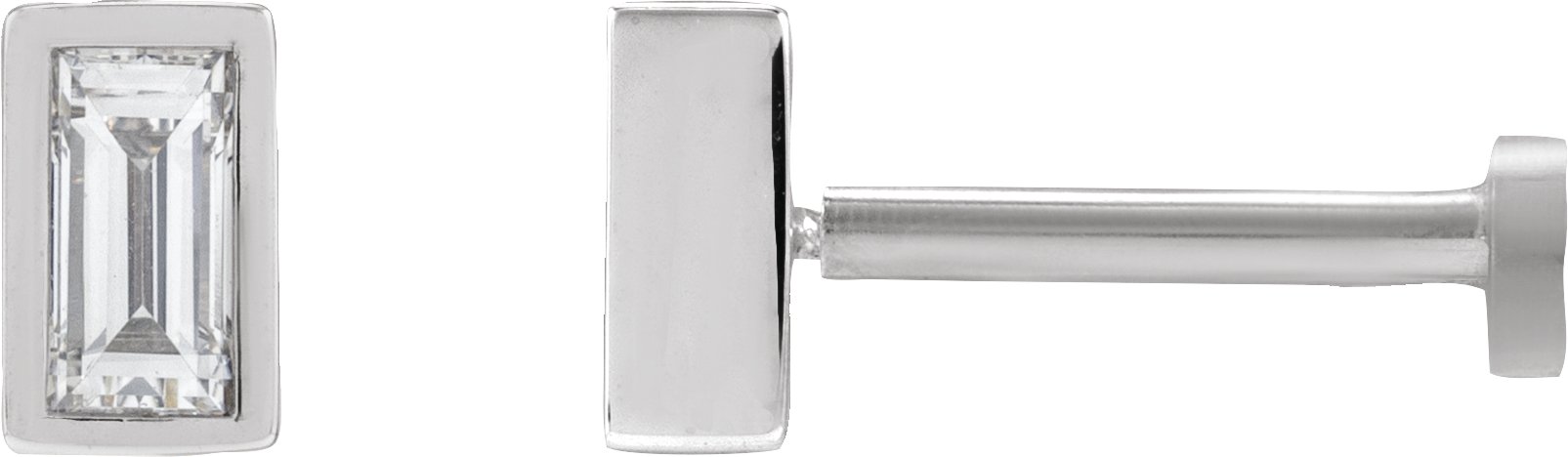 Straight Baguette Bezel-Set Stud Earrings