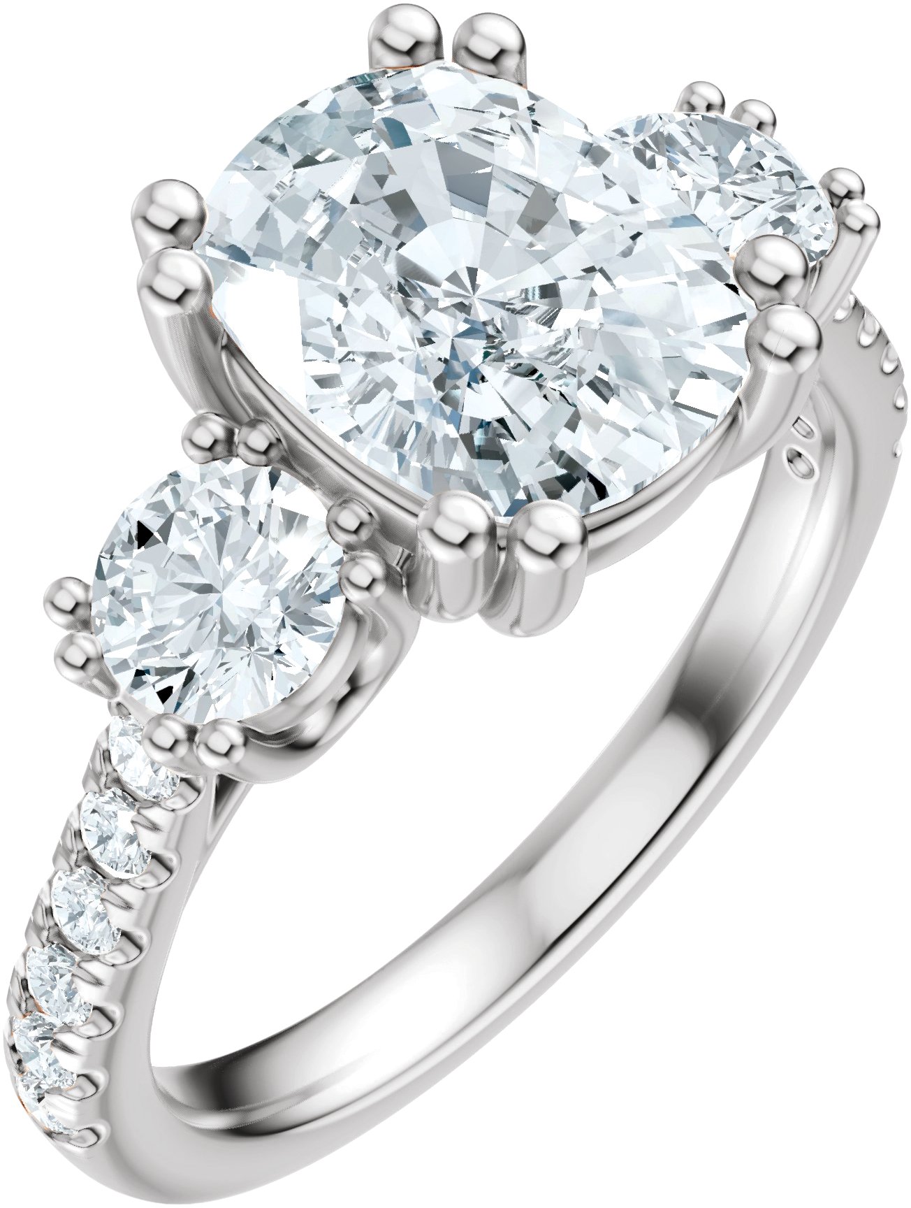 14K White Gold 9x7 mm Elongated Cushion 7/8 CTW Lab-Grown Diamond Semi-Set Engagement Ring 