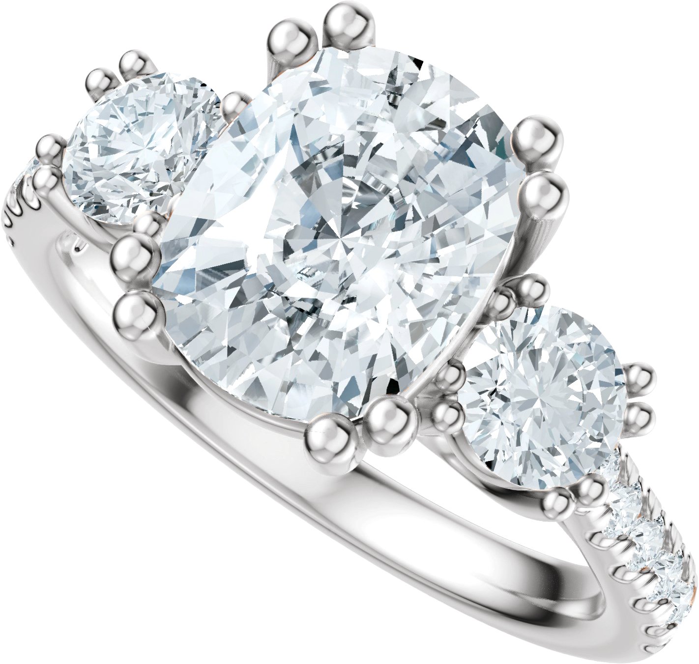 14K White Gold 9x7 mm Elongated Cushion 7/8 CTW Lab-Grown Diamond Semi-Set Engagement Ring 