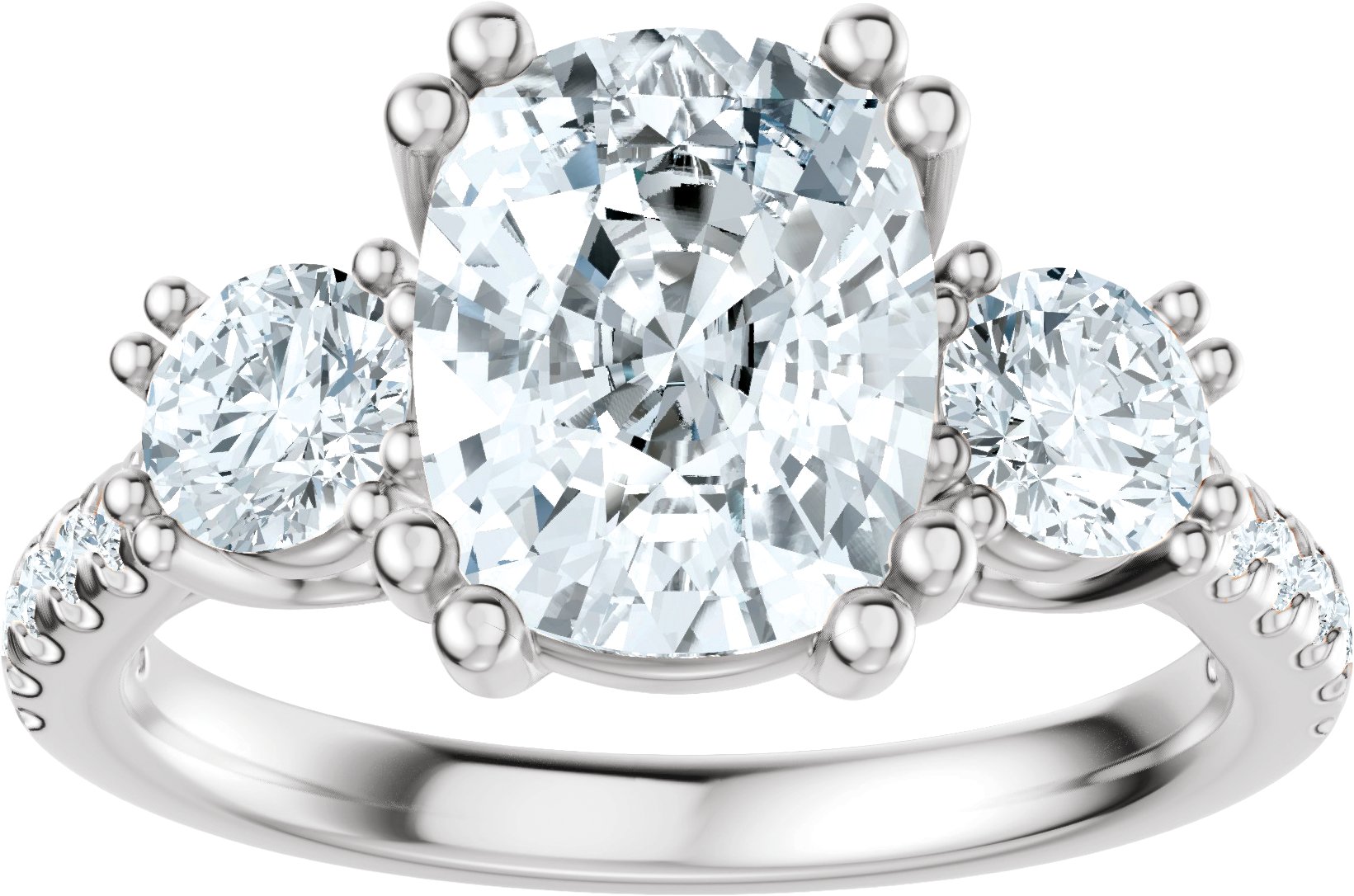 14K White Gold 9x7 mm Elongated Cushion 7/8 CTW Lab-Grown Diamond Semi-Set Engagement Ring 