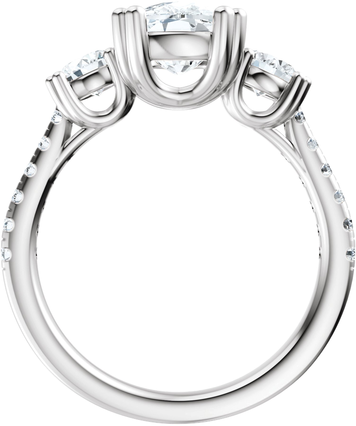 14K White Gold 9x7 mm Elongated Cushion 7/8 CTW Lab-Grown Diamond Semi-Set Engagement Ring 