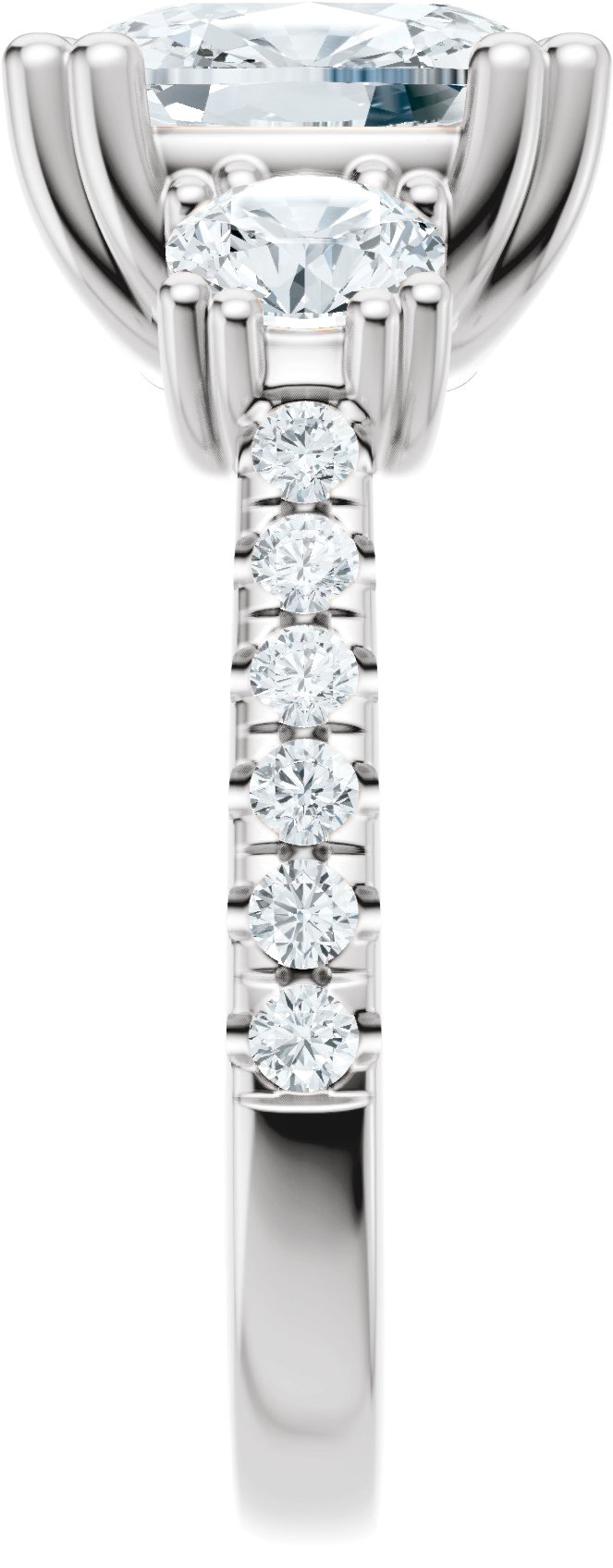 14K White Gold 9x7 mm Elongated Cushion 7/8 CTW Lab-Grown Diamond Semi-Set Engagement Ring 