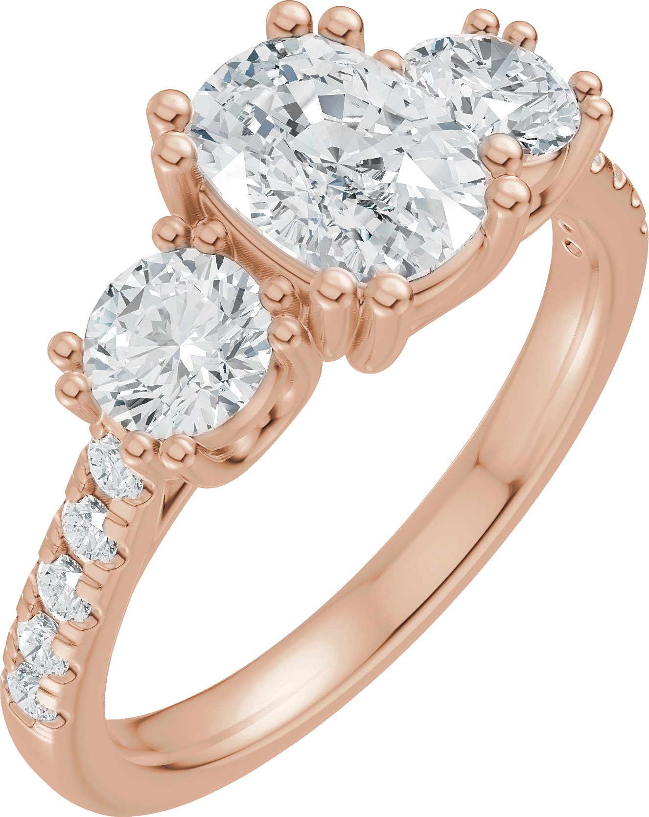 Double Claw-Prong Three-Stone Engagement Ring or Band