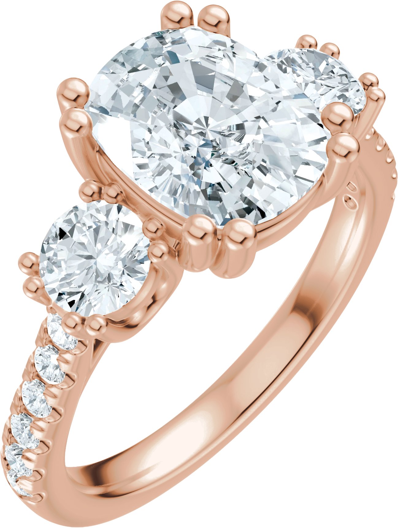 Double Claw-Prong Three-Stone Engagement Ring or Band