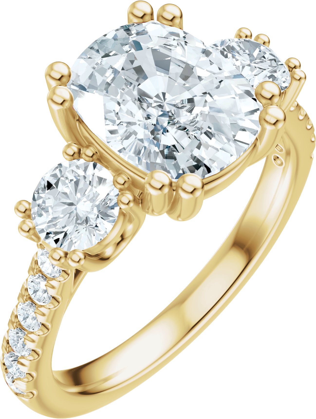 Double Claw-Prong Three-Stone Engagement Ring or Band