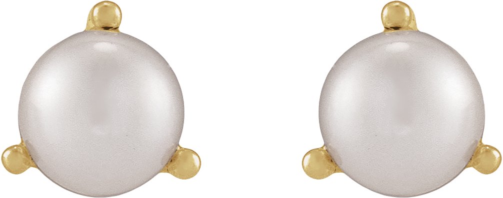 Seed Pearl 3-Prong Stud Earrings