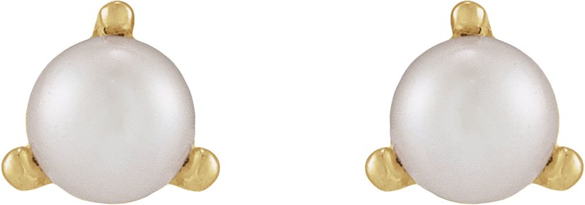 Seed Pearl 3-Prong Stud Earrings